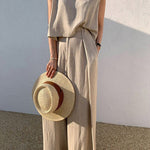 Women's Tank Vest Outfits Wide Leg Trousers Set