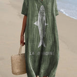 Sardine Fish Graphic Printed Women's Flowy Dress