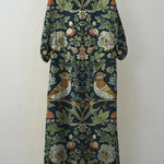 Women's Vintage Dark Floral Print Pocket Cotton Dress
