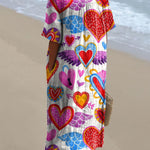 Women's Heart Art Print Flowy Dress