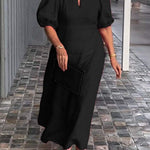Women's Solid Color Loose Elegant Casual Puff Sleeves Dress