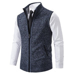 Men's Casual Solid Color Stand Collar Sleeveless Knitted Vest