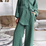 Women's Nine-Quarter Sleeve Shirt And Trousers Two-Piece Suit