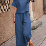 Women's Solid Color Short Sleeve Suit