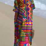 Women's Vintage Ethnic Pattern Art Print Flowy Dress
