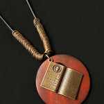 Women's Ethnic Style Wood And Alloy Long Chain Necklace