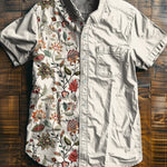 Geometric Ethnic Splicing Patterns Pattern Vintage Art Print Casual 100% Cotton Shirt