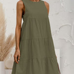 Cotton and Linen Sleeveless Crewneck Dress