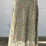 Women's Retro Elegant Floral Art Pattern Print Linen Pocket Skirt