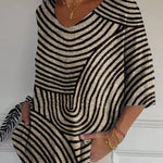 Women's Retro Geometric Art Round Line Print Casual Pullover Knit