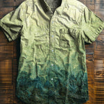 Gradient Background Vintage Print Casual 100% Cotton Shirt