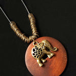 Women's Ethnic Style Wood And Alloy Long Chain Necklace