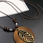Women's Ethnic Style Wood And Alloy Long Chain Necklace