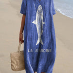 Sardine Fish Graphic Printed Women's Flowy Dress