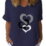 Women's Love  Art Print Cotton & Linen  Casual Top
