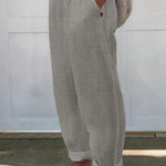 Women's Printed Cotton And Linen Casual Pants