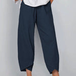 Women's Solid Color Loose Elegant Casual Simple Cotton And Linen Ninth Pants