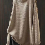 Women's Retro Solid Color Loose Elegant Half Turtleneck Casual Pullover Knitted Sweater