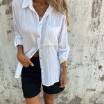 Cotton and Linen Lapel Shirt