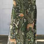 Lively Woodland Pattern Printed Women's Linen Pocket Skirt