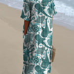 Vibrant Sea Creatures Pattern Printed Women's Flowy Dress