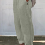 Women's Printed Cotton And Linen Casual Pants