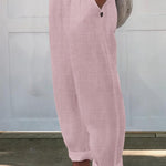 Women's Printed Cotton And Linen Casual Pants