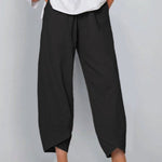 Women's Solid Color Loose Elegant Casual Simple Cotton And Linen Ninth Pants