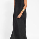 Fashionable Casual Cotton and Linen Slit Slip Dress