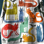 Vintage Cute Cats Art Print Casual Cotton And Linen Shirt