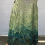 Women's Retro Gradient Painting Art Pattern Print Linen Pocket Skirt