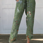 Woodland And Animals Pattern Printed Women's Cotton And Linen Casual Pants