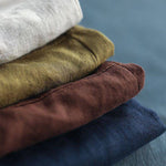 Women's Lapel Neck Casual Solid Colour Cotton And Linen Long Sleeve Shirt