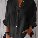Women's  Cotton & Linen  Casual Tie-back  Shirt