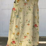 Women's Retro Elegant Floral Art Linen Elastic waistband Pocket Skirt