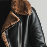 Women's Vintage Fur Collar Contrast Faux Leather Jacket