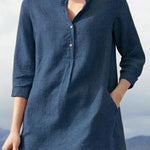 Women's Solid Color Loose Elegant Casual Cotton And Linen Shirt
