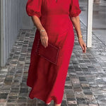 Women's Solid Color Loose Elegant Casual Puff Sleeves Dress