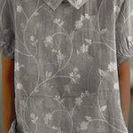 Women's Vintage Floral Art Print Casual Cotton And Linen Shirt