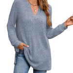 Women's Solid Color Stylish Long-sleeved Casual Knitted Top