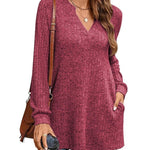 Women's Solid Color Stylish Long-sleeved Casual Knitted Top