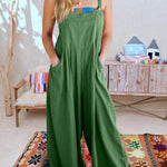 Women's Solid Color Loose Elegant Casual Cotton Linen Suspender Jumpsuit