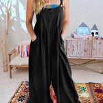 Women's Solid Color Loose Elegant Casual Cotton Linen Suspender Jumpsuit
