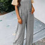 Women's Casual Solid Colour Square Neck Jumpsuit With Pockets
