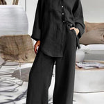 Women's Nine-Quarter Sleeve Shirt And Trousers Two-Piece Suit