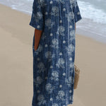 Women's Vintage Ethnic Floral Art Print Flowy Dress