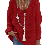Sweater V-neck Long Sleeve Knitted Top
