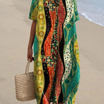 Women's Vintage Abstract Pattern Art Print Flowy Dress