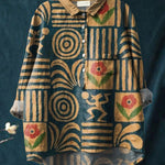 Vintage Ethnic Pattern Art Print Casual Cotton And Linen Shirt
