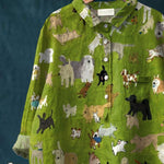 Women's Cute Dog Art Print Casual Cotton And Linen Shirt